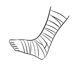 bandaged foot digital drawing illustration isolated