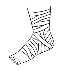 bandaged foot digital drawing illustration isolated