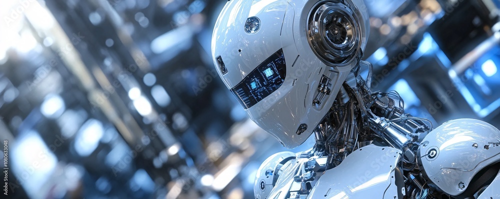 Aufkleber Futuristic robot exploring advanced technological environment