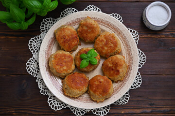 still life with homemade cutlets in a rustic style
