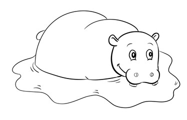 hippo digital drawing illustration isolated