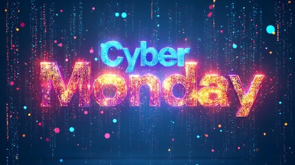 Celebrate Cyber Monday with colorful deals and online shopping excitement. Generative AI.