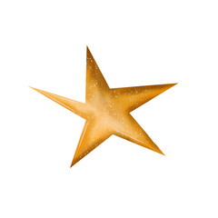 Gold star. Hand drawn in watercolor on a white background. Isolated element for holiday, celebration, awarding, for print and design, decorations. Gold texture