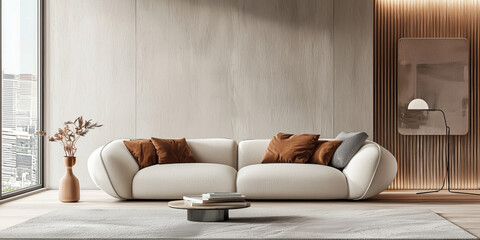 Beautiful and spacious modern living room with furniture