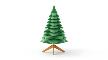 Fototapeta premium felt christmas tree decoration isolated on white.3d render.christmas concpet.copy space.