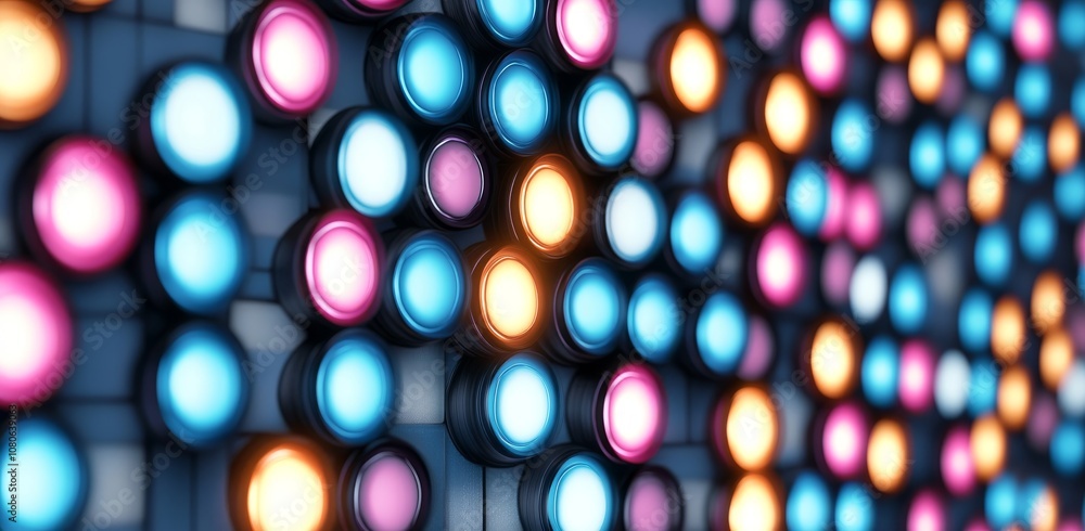 Poster vibrant light display captivates with colorful patterns and dynamic design elements