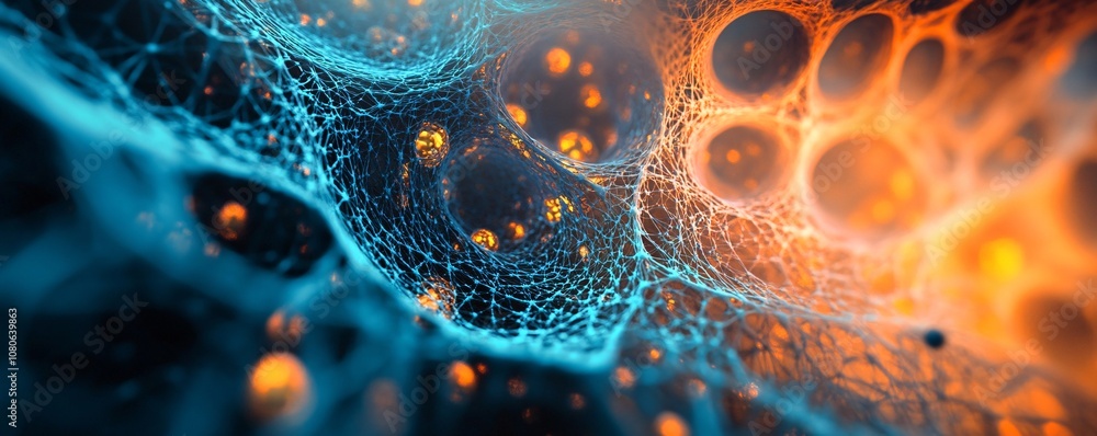 Aufkleber abstract web glowing with futuristic energy in digital space