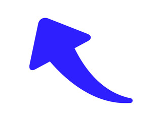 曲がった右上向き矢印　青