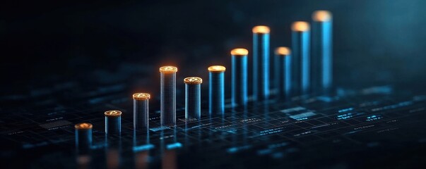 Naklejka premium Visualizing investment growth digital bar chart with coins financial analysis data visualization modern environment strategic insight
