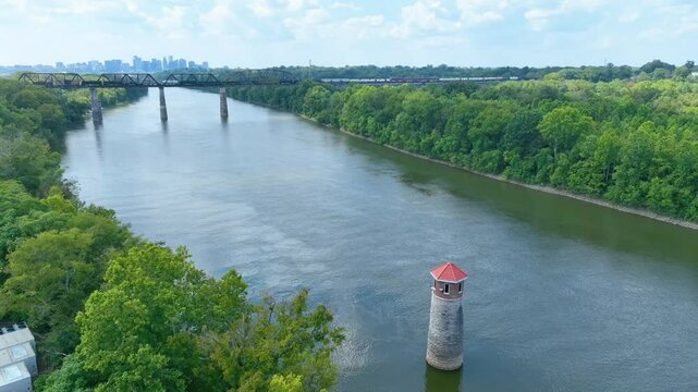 Aerial of Nashville Train Trestle and Skyline Flyover