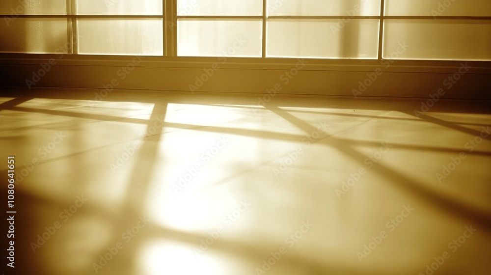 Aufkleber soft golden light casting shadows on a smooth floor, creating a warm and inviting atmosphere in a tr
