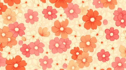 Retro pink beige flower pattern illustration poster background