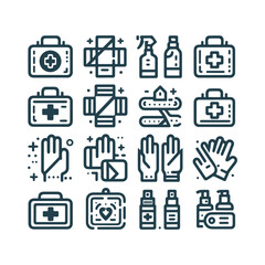 Fast aid Icons Set Vector Design. Medical Icons Set Vector Design Illustration