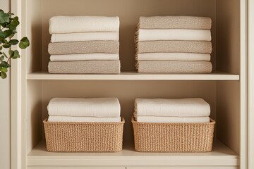 Open wardrobe revealing minimalist clothing organization promoting sustainable fashion and a clutter-free lifestyle