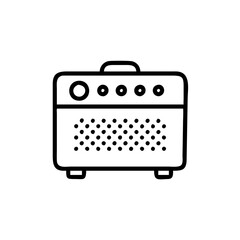 Guitar amplifier icon in simple outline style, black and white