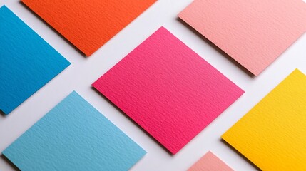 Fototapeta premium Vibrant Colorful Business Card Set on White Surface for Branding Mockup
