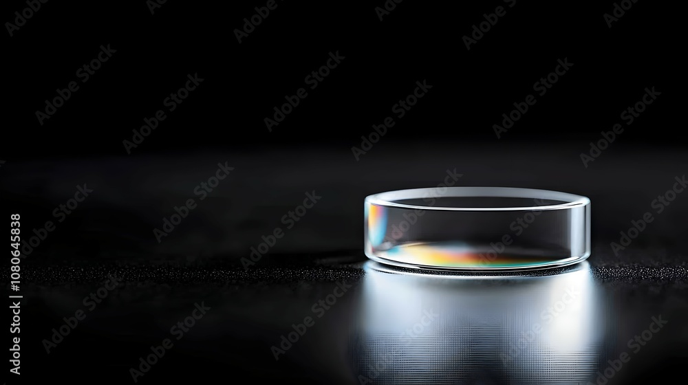Poster vibrant spectrum of color through prism on reflective surface - captivating light refraction creatin