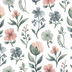 muted pastel ditsy floral background 