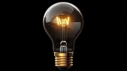Light bulb glowing on black background