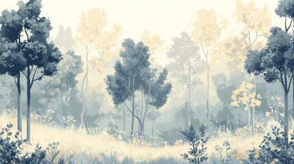Simple blurred forest scene with soft lofi tones and relaxed ambiance
