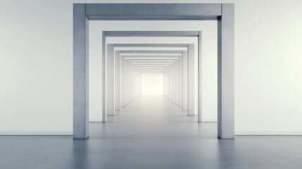 Sleek and Sophisticated Corporate Hallway with Geometric Architecture and Serene Ambiance