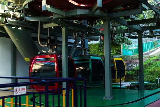 A cable car at Qiusui Mountain Park in Longgang district, Shenzhen, China