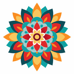 Colorful Floral Mandala with Symmetrical Pattern