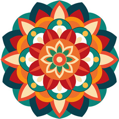 Colorful Floral Mandala with Symmetrical Pattern