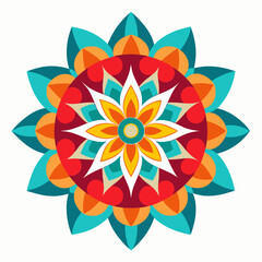 Colorful Floral Mandala with Symmetrical Pattern