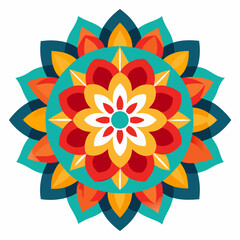 Colorful Floral Mandala with Symmetrical Pattern