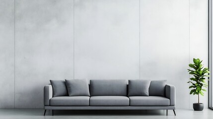 Elegant and minimalist modern reception area with blank wall for copy space and professional welcome