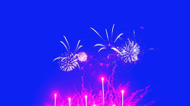 Spectacular abstract fireworks display at a festival celebrating New Year 2025 and Independence Day showcasing vibrant colors