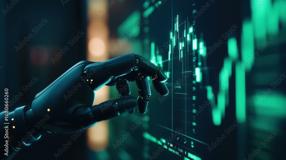 Aufkleber high-tech robotic hand interacts with glowing digital interface, symbolizing ai in modern technology