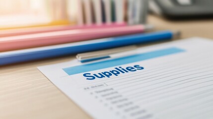 Open Spreadsheet Showing Supplies Tab on Modern Office Desk