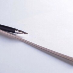 Full Shot of Smooth Stationery Paper: A full shot of smooth stationery paper laid out flat, with rack focus to emphasize the even texture and subtle sheen of the paper, presented in a clean, minimalis