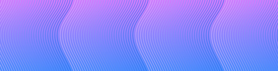 Abstract background with lines and waves. Web banner size. Element for design isolated. Vector background for brochure, booklet, flyer, poster. Blue and purple gradient