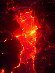 closeup image of glowing molten lava,