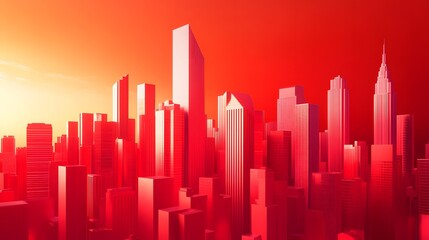 Fototapeta premium Buildings city skyscrapers red scene