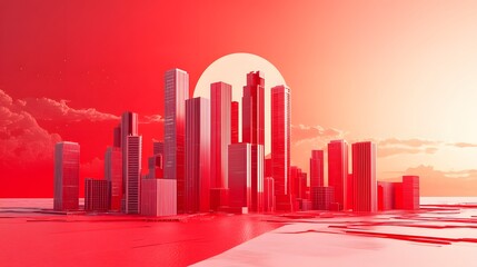 Fototapeta premium Skyscraper Panorama Space Red Building City