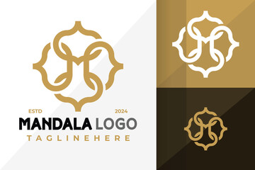 Letter M Mandala Ornament Logo Icon Vector Design