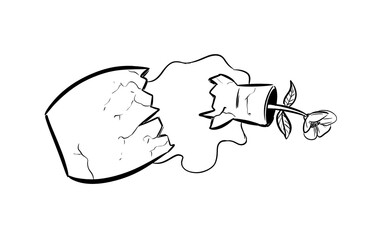 broken vase digital drawing illustration isolated