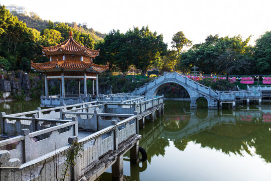 Pavilion view of Qiusui Mountain Park, Longgang District, Shenzhen City, Guangdong Province, China