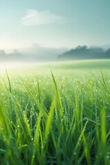 Obraz premium Grass close view with dew