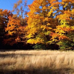 Fototapeta premium beautiful autumn forest with colorful trees