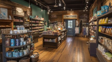 A Rustic Shop with Shelves of Goods