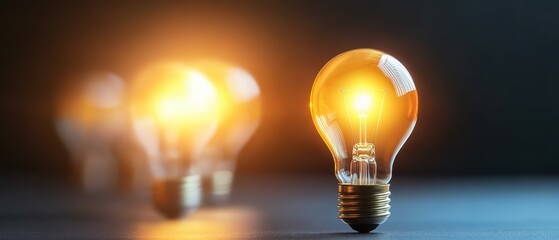 A glowing light bulb symbolizes innovation and creativity, illuminating ideas in a dark environment.