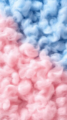 Fototapeta premium Soft pastel cotton candy texture in pink and blue, creating whimsical and dreamy atmosphere. Perfect for backgrounds or creative projects