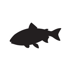 salmon silhouette., Vector illustration. salmon silhouette in line art style. Fish vector by hand drawing. Fish tattoo on white background .Black and white fish vector on white background