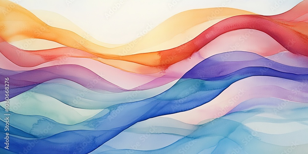 Poster A vibrant abstract image featuring colorful flowing waves, creating a dynamic and energetic artistic background.