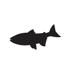 salmon silhouette., Vector illustration. salmon silhouette in line art style. Fish vector by hand drawing. Fish tattoo on white background .Black and white fish vector on white background